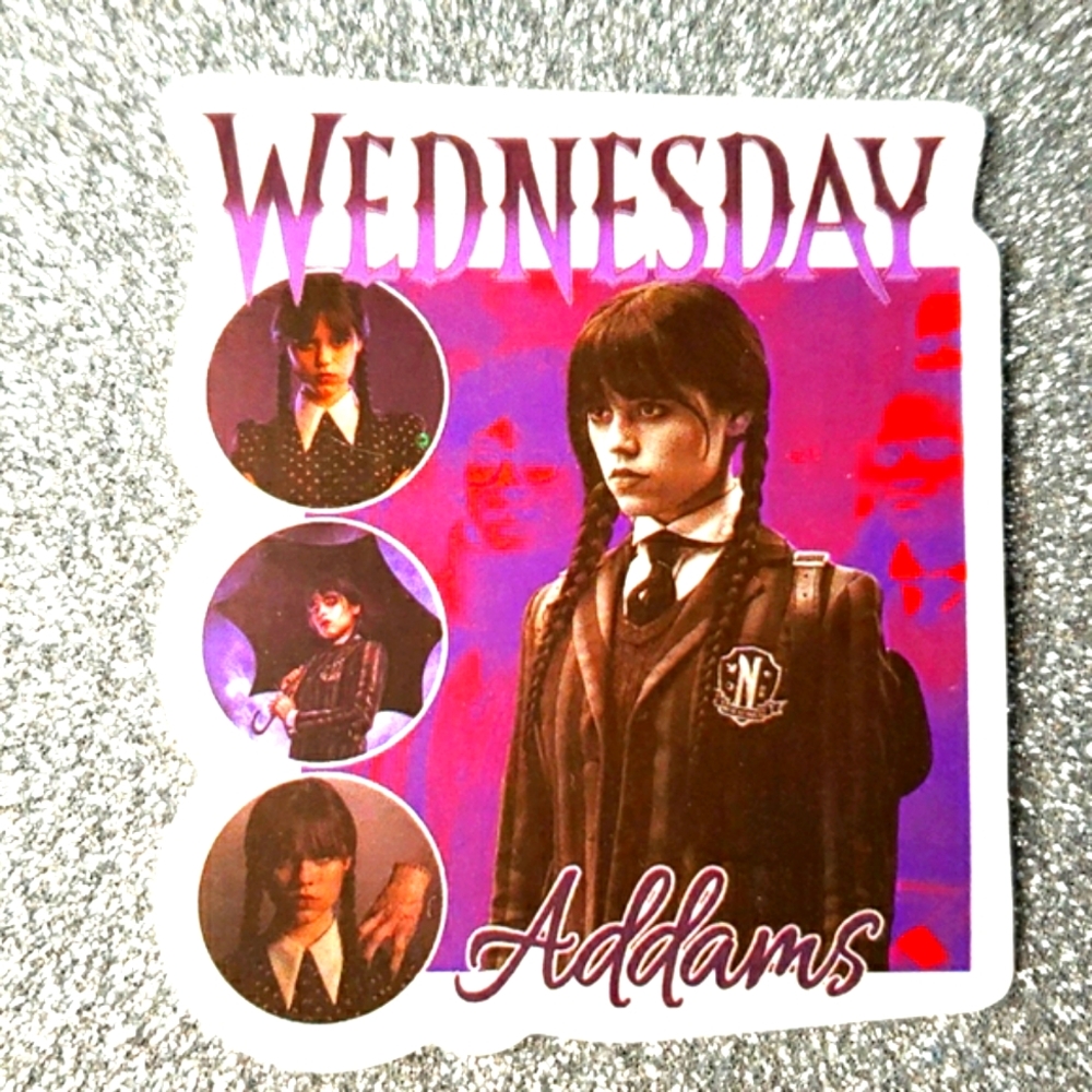 ADDAMS FAMILY waterproof sticker Wednesday Nevermore